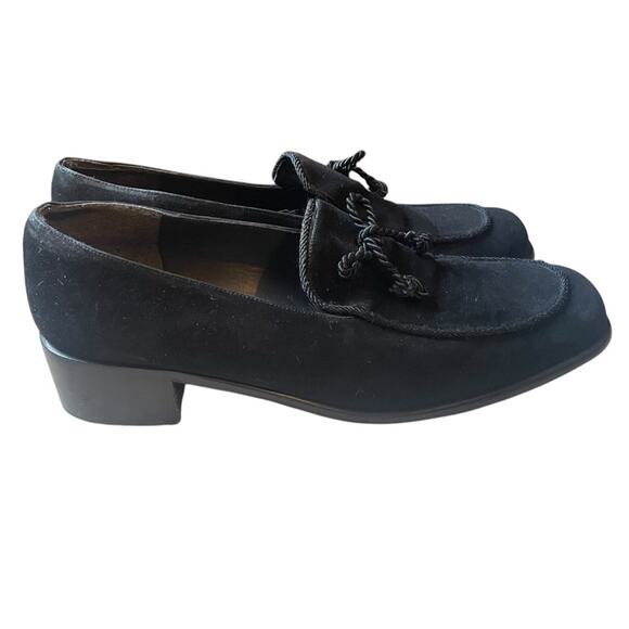 Stuart Weitzman Black Suede Tassel Loafer Size 11.5‎ - Picture 1 of 9